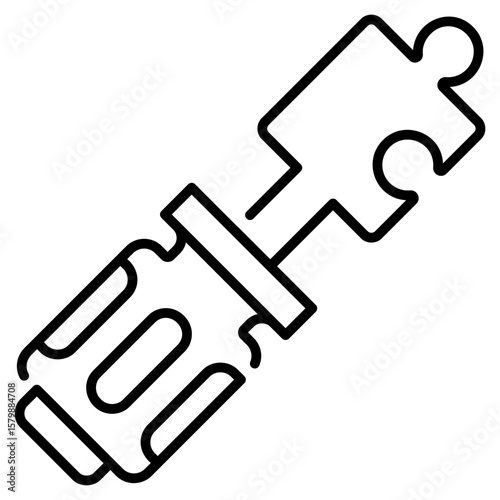 Jigsaw Fix and Repair Line Icon