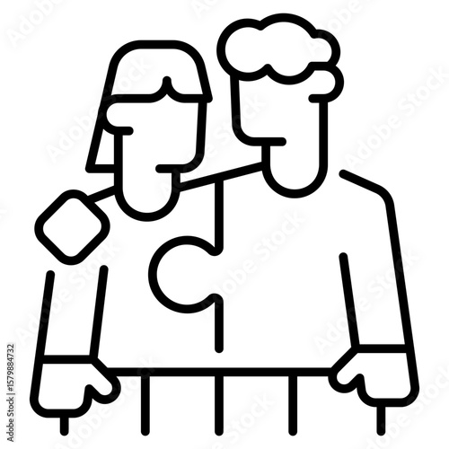Human Connection Jigsaw Line Icon