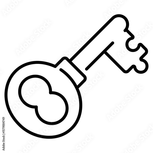 Jigsaw Unlocking Key Line Icon