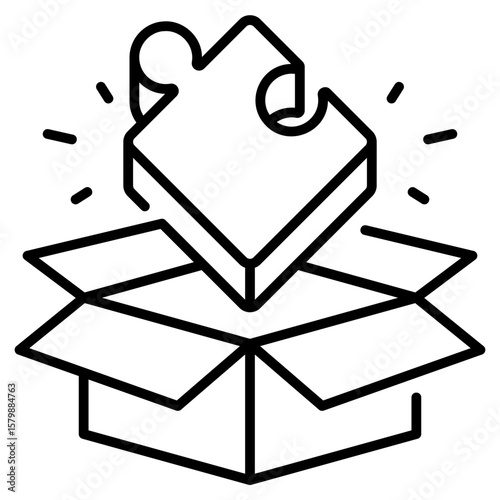 Jigsaw Outside the Box Line Icon