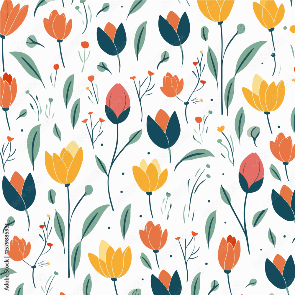 Obraz premium Plant leaves and flower textures, exquisite vector floral patterns. 