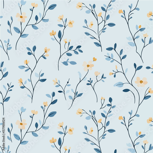 Plant leaves and flower textures, exquisite vector floral patterns.