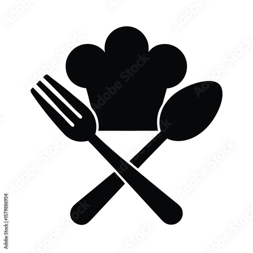 Chef Hat With Spoon And Fork Icon Vector Illustration