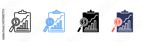 Cost Analysis icon sheet multiple style collection
