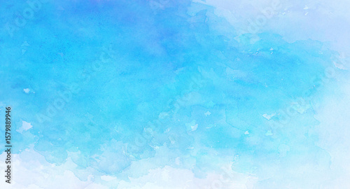 爽やかな水色の水彩背景　背景イラスト　テクスチャ素材	