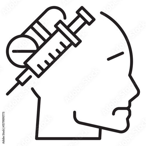 Head Feeling Addiction Line Icon