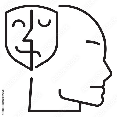Head Feeling Bipolar Line Icon