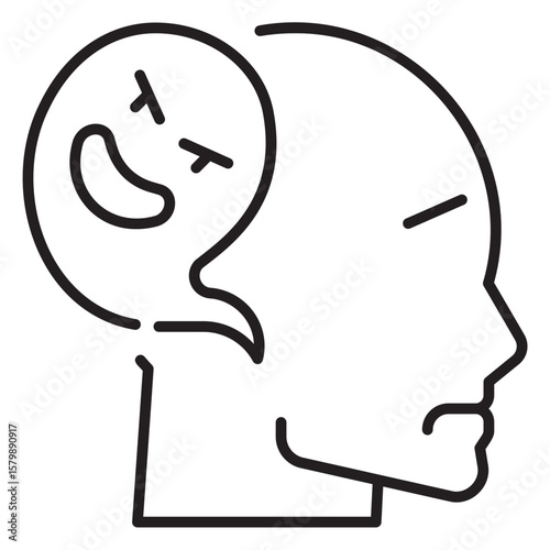 Head Feeling Schizophrenia Line Icon