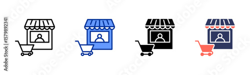 Market icon sheet multiple style collection