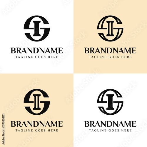 Letters SI Logo Monogram Set, suitable for any business with SI IS initials