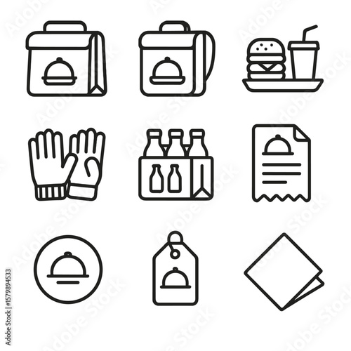 Carrier delivery icons icon napkin bottle insulated tag vector holder backpack tray