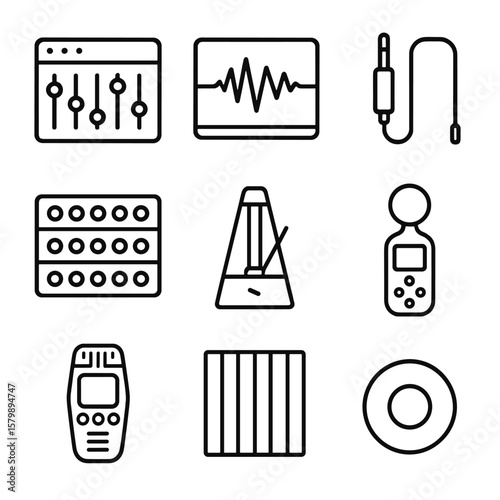 Waveform voice button vector acoustic cable icons daw icon recorder recording tools