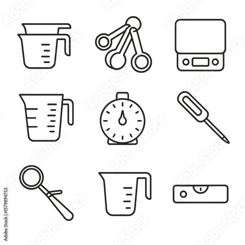 Tool scale measuring cup vector spoons kitchen scoop timer icon icons cups
