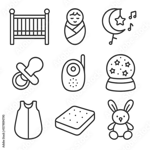 Projector swaddle sack icons vector baby plush monitor comfort icon sleep
