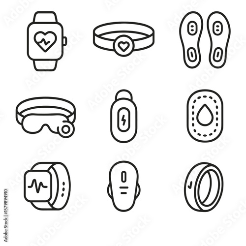 Posture smart icon counting fitness icons monitor tracker smartwatch vector sleep wearable