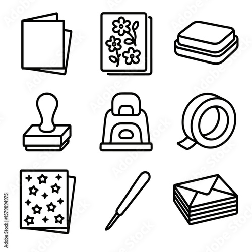 Blank decorative patterned ink scoring icons icon tool vector card making tape
