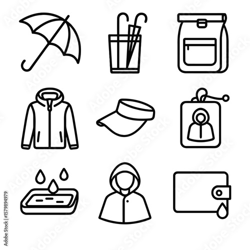 Hood weather vector icon icons packable rainy rain wallet raincoat pouch rainproof