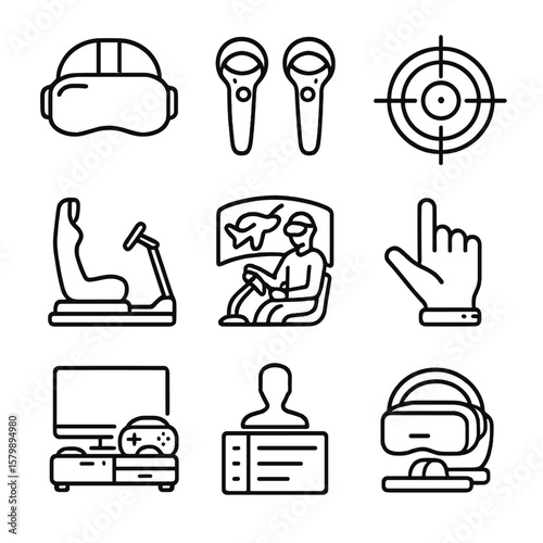 Icon avatar gesture target gaming vr shooter leaderboard dual vector flying