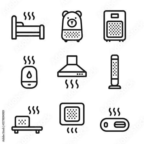 Office icons car unit model vent icon nursery air room purifier vector