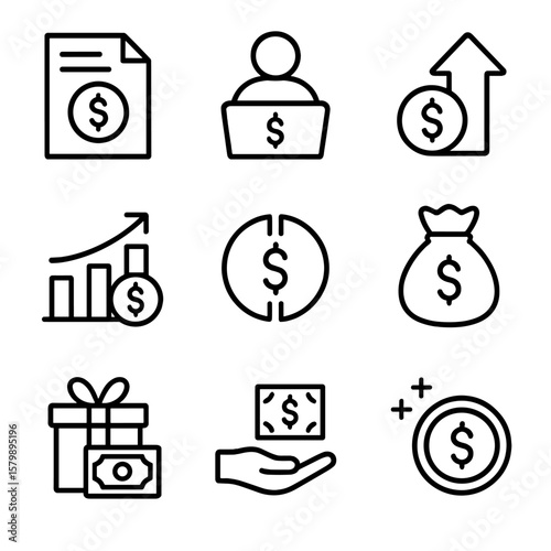 Vector cash icons dividend investment income money passive icon grid hustle symbol