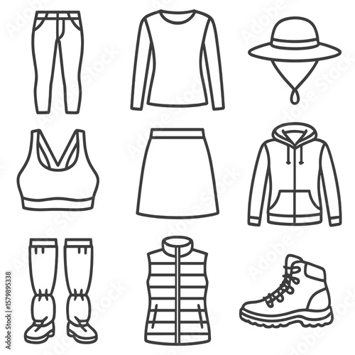 Vector women boots sports vest icon top sun hiking pants s fleece