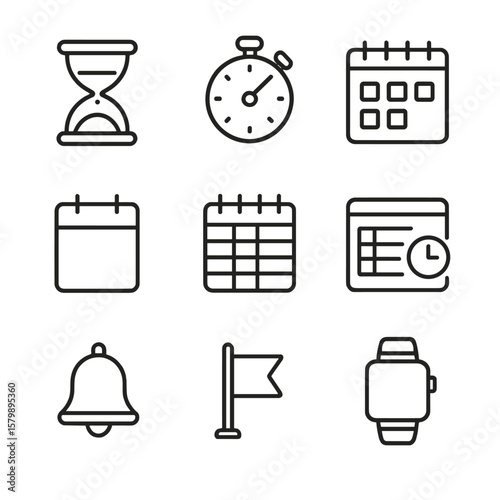 Block icons bell priority digital weekly management daily stopwatch time agenda icon