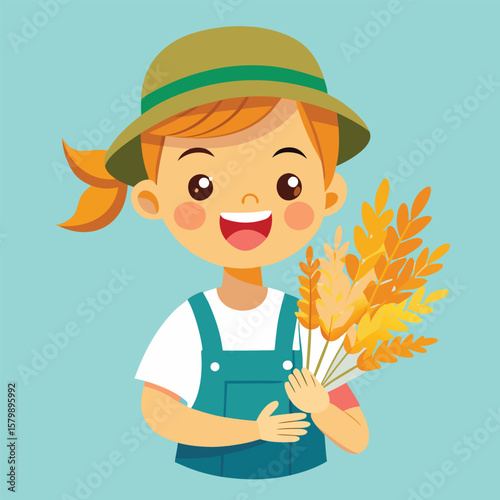 A fun cartoon illustration of a smiling boy and woman enjoying a job at school with a little baby