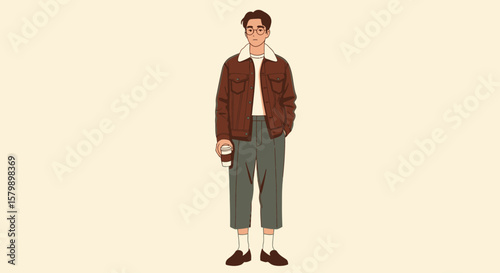Flat Vector Retro Hipster Guy – Flat Vector Style