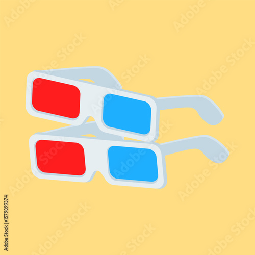 3D Glasses: A pair of classic red and blue 3D glasses, ready for the big screen experience.  