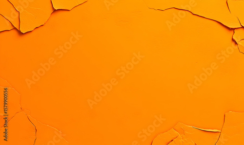 Vibrant Orange Background with Peeling Texture and Cracked Edges