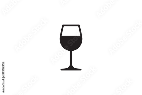 Elegant Wine Glass Illustration in Black and White Silhouette Style Perfect for Wine Related Designs and Drink Menus silhouette