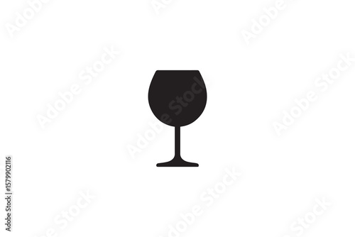 Elegant Wine Glass Icon in Minimalist Style Simple Black Shape on White Background Silhouette