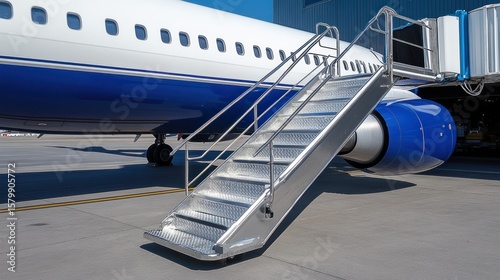 Airplane boarding stairs at an airport