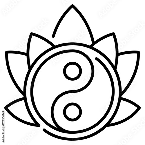Yin Yang Line Icon