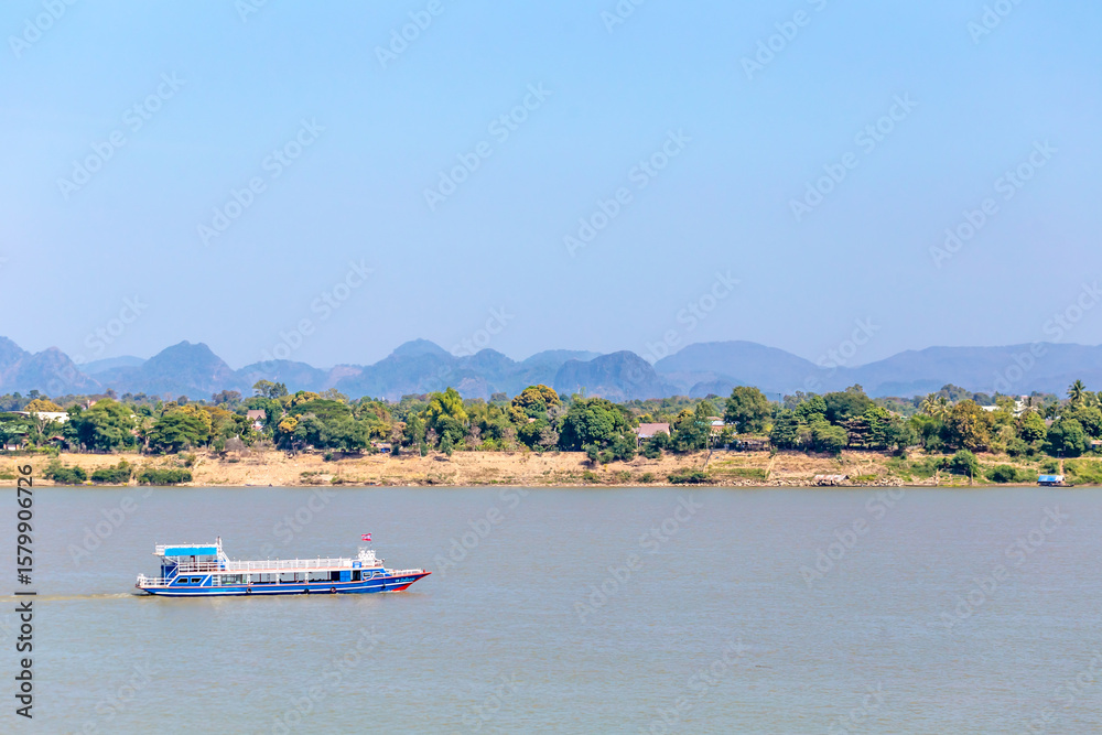 Fototapeta premium Mekong River viewpoint from the Thai side to the Lao side