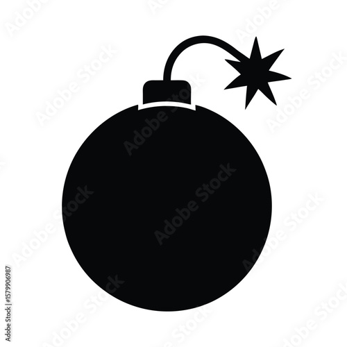 Round Bomb With Lit Fuse Icon Vector Illustration