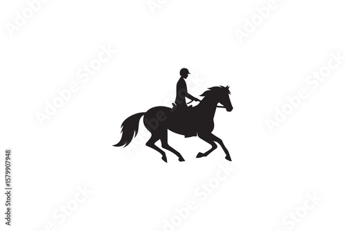 Equestrian Sport Silhouette of Horse and Rider in Action a Striking Black Silhouette on a White Background Perfect for Sport and Equestrian Themes silhouette