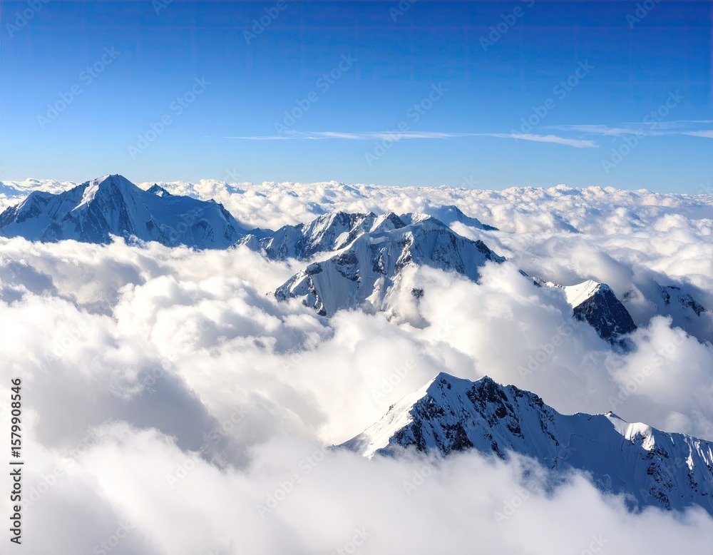 Fototapeta premium Snowy peaks and clouds