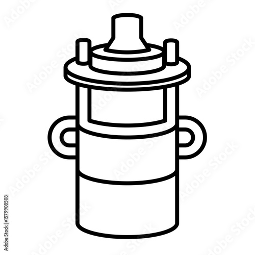 Single car spare part clean line icon mechanic outline element abstract symbol for vehicle service garage workshop maintenance