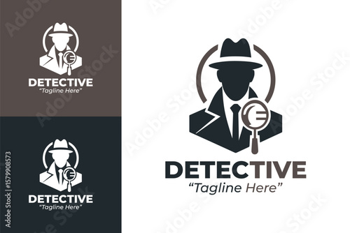 Professional Detective Logo with Dark Brown and Black Color Scheme for Crime Solving Branding
