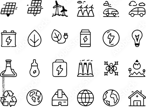 Vector gardening and agriculture icon set featuring plants, shovel, watering can, tractor, seeds, crop, and tools. Ideal for farming, horticulture, and eco themes.

