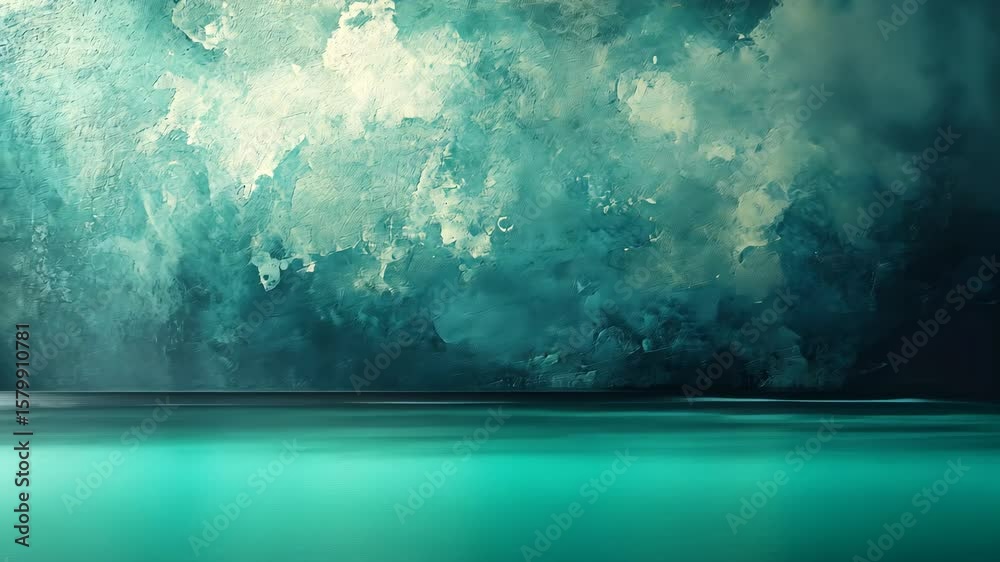 Serene seascape with tranquil waters and dramatic cloudy sky, evoking calm and reflection