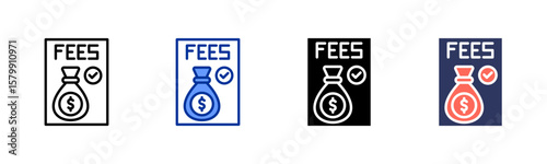 Fees icon sheet multiple style collection