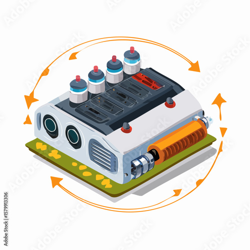 Retro portable radio vector illustration showing old audio equipment with vintage design and technology elements