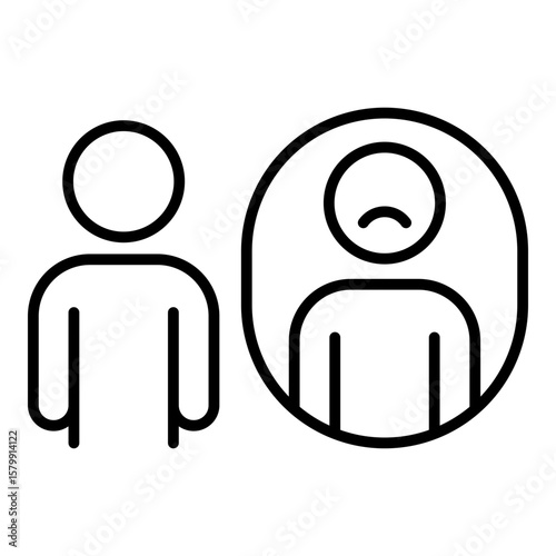 Insecure Feeling and Low Self-Esteem Icon. Vector Line Icon