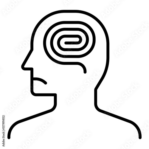 Overthinking Mind Icon. Vector Line Icon