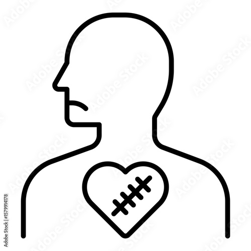 Trauma and Emotional Wound Icon. Vector Line Icon