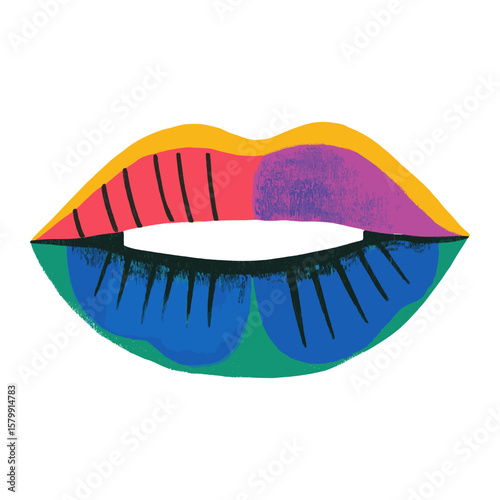 Blue lips vibrant illustration cosmetics vector