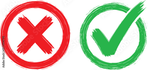 Red Cross and Green Check Mark Icons – Correct vs Incorrect Symbols