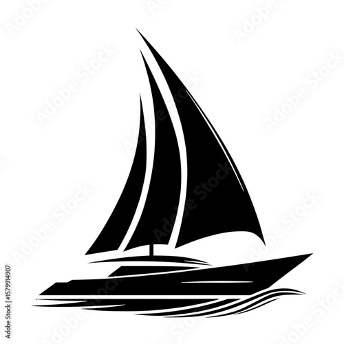 Yacht silhouette illustration sailboat vector